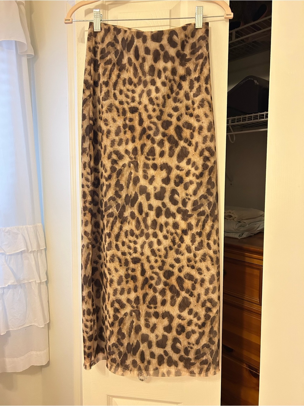 Zara Leopard Print Maxi Skirt size S
